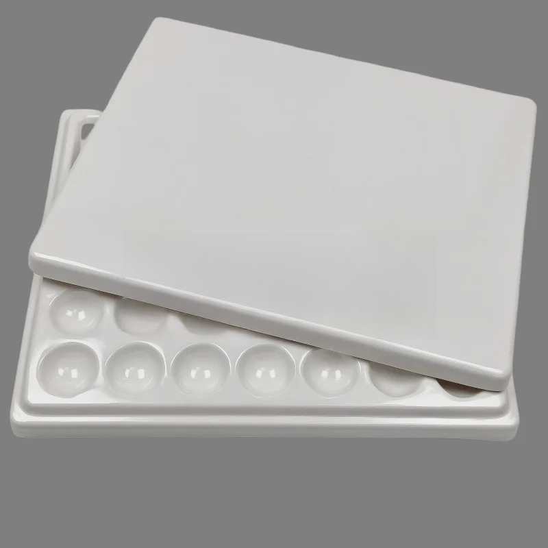 28 Slot Imitation Ceramic Palette Dental Lab Equipment Porcelain Mixing Watering Moisturizing Plate Porcelain Brush Pen