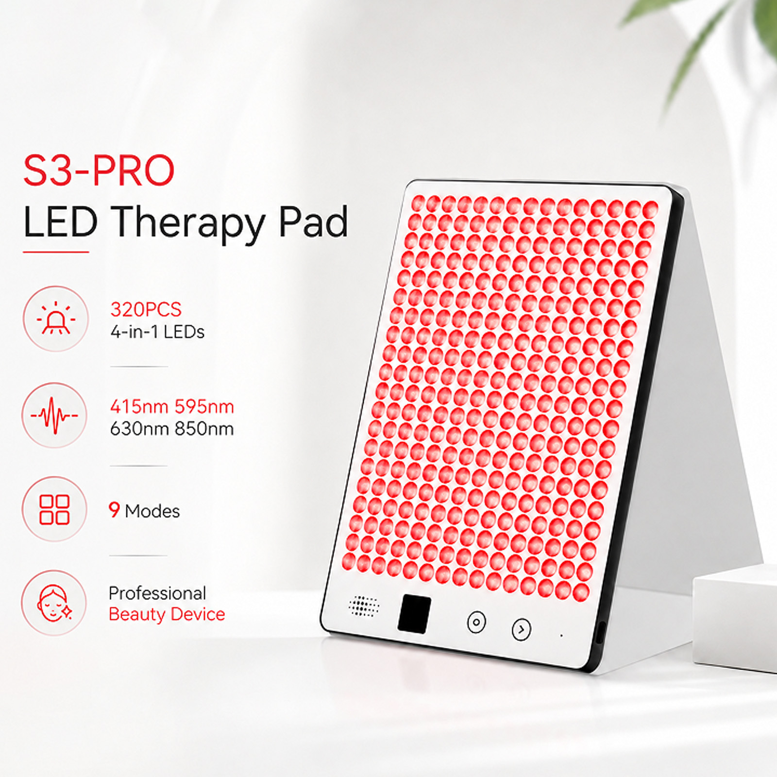 Red Light Therapy Panel, 660nm 850nm Red Light Therapy for Body, 9 Pulse Modes,320 LEDs Light Therapy Lamp Built-in Timer and Stand for Daily Wellness