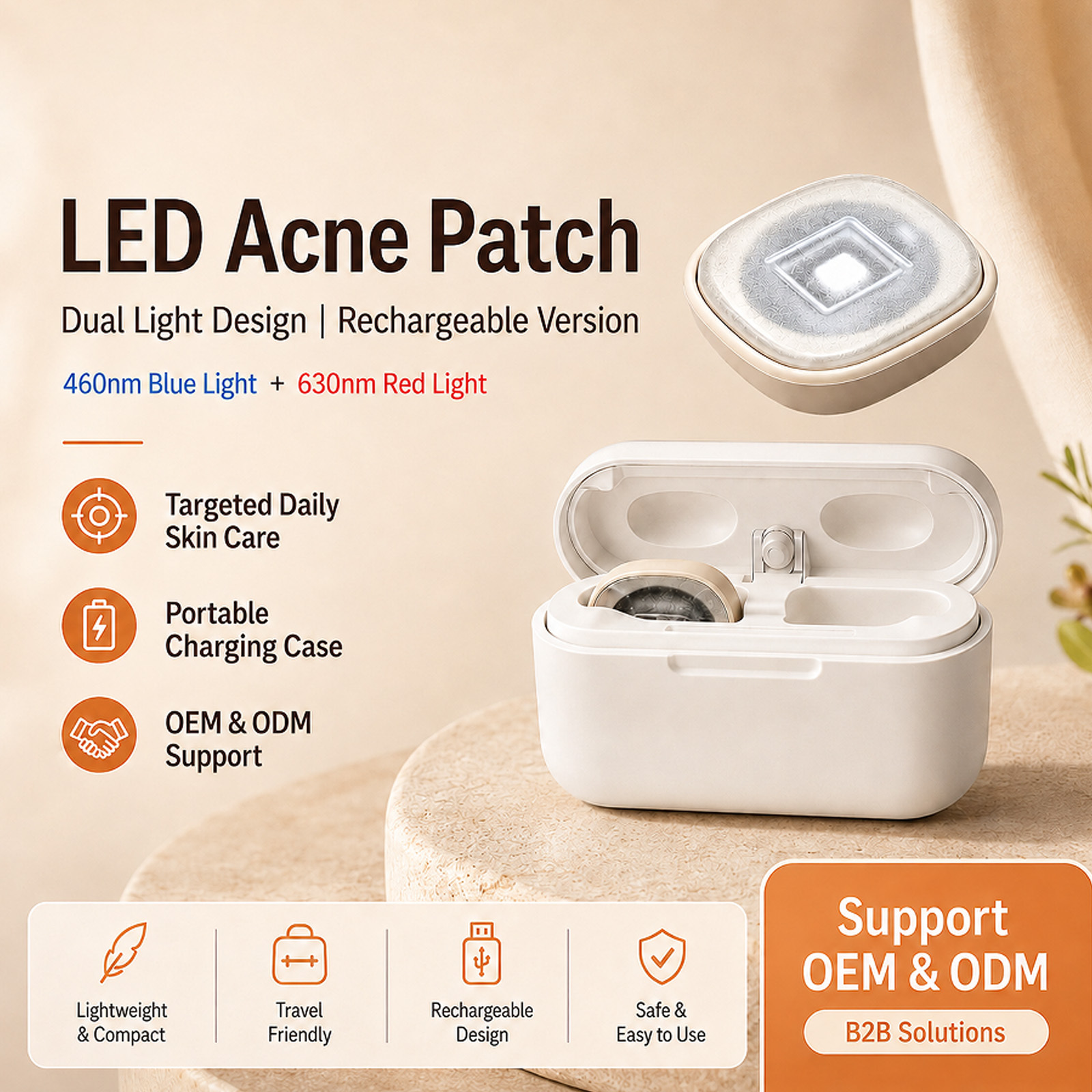 2026 new type LED Acne Patch dual light design  rechargeable version