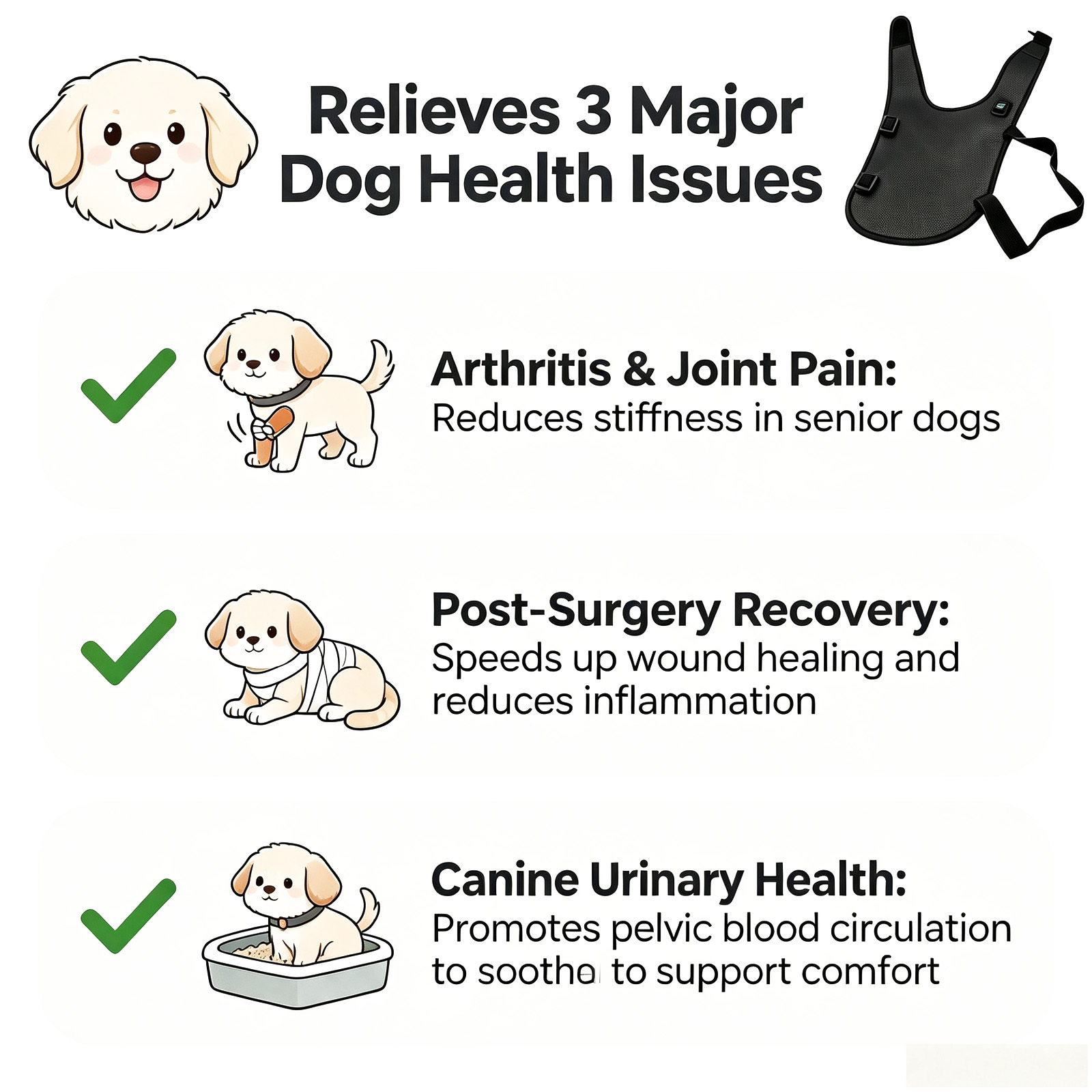 Red Light Ther/apy Back Belt for Dogs and Cats, Wireless Wearable Design with 3 Light Modes and 15-Min Auto Shutoff for Pet Back Care
