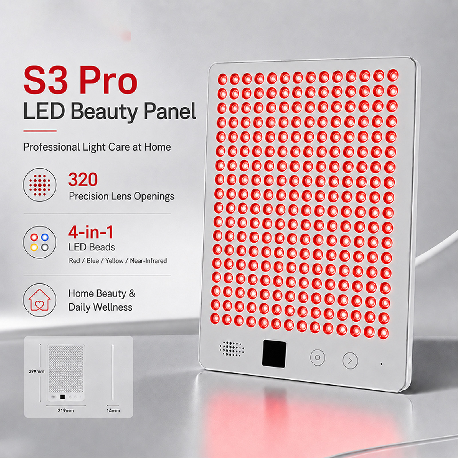 Red Light Therapy Panel, 660nm 850nm Red Light Therapy for Body, 9 Pulse Modes,320 LEDs Light Therapy Lamp Built-in Timer and Stand for Daily Wellness