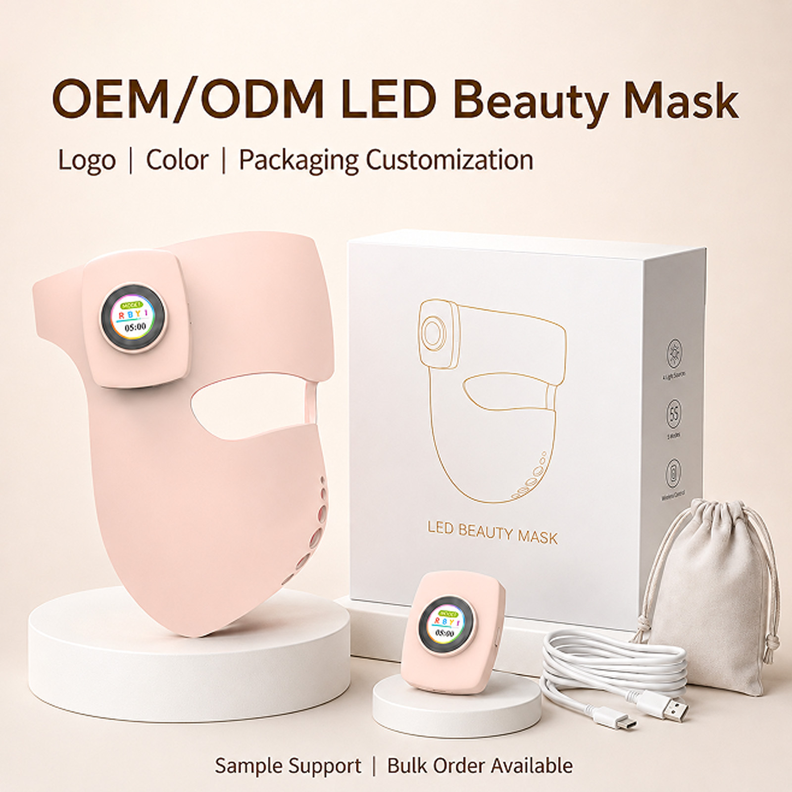Red Light Therapy Mask for Face & Neck, Cordless LED Face Mask with 4 Modes