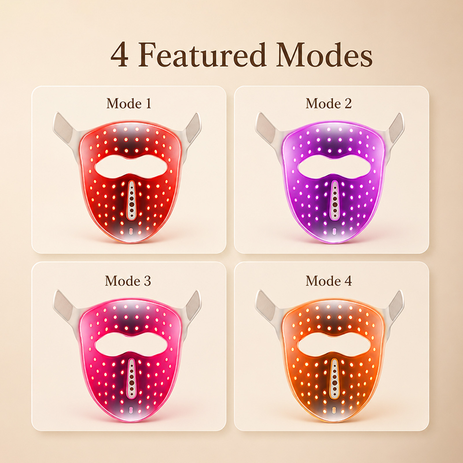Red Light Therapy Mask for Face & Neck, Cordless LED Face Mask with 4 Modes
