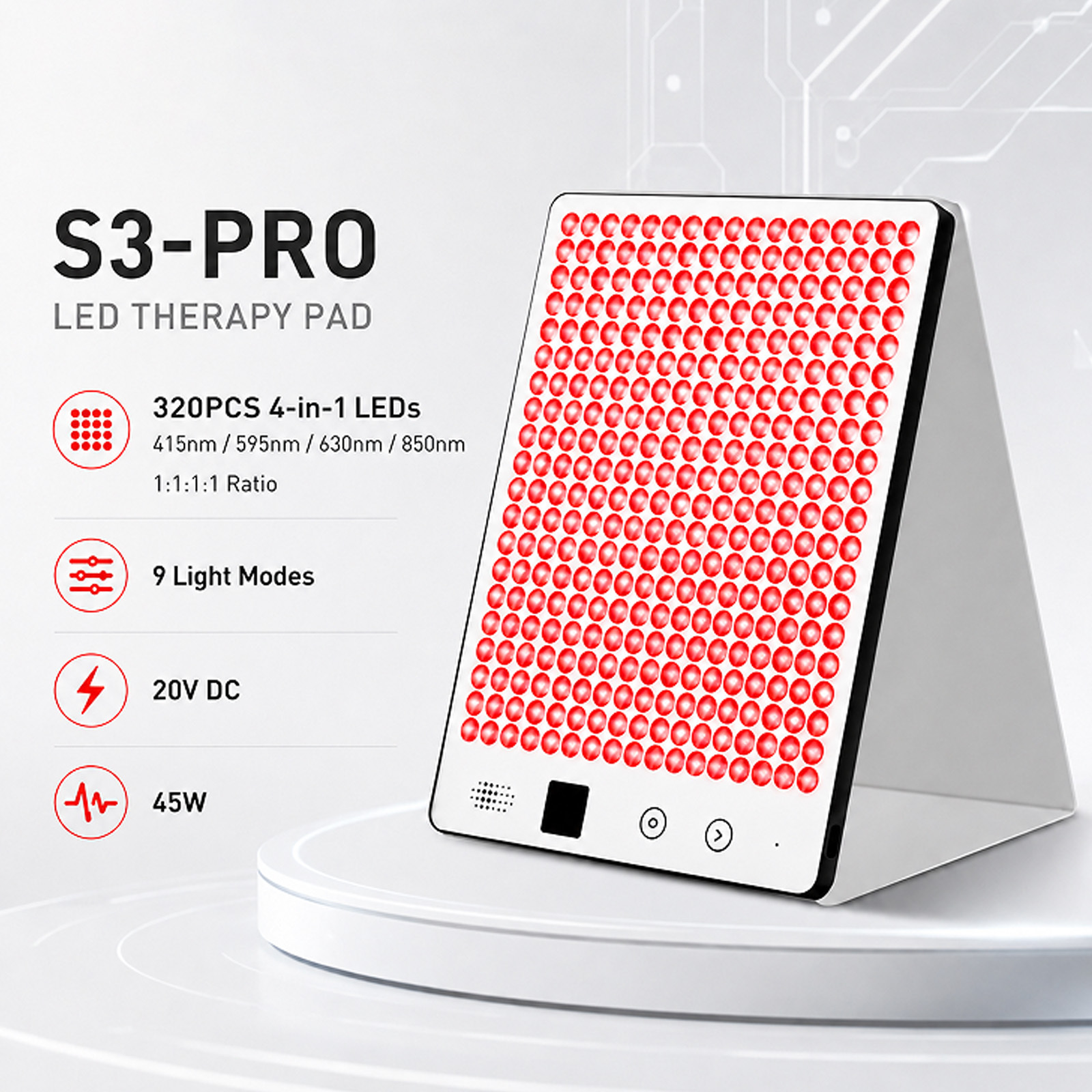 Red Light Therapy Panel, 660nm 850nm Red Light Therapy for Body, 9 Pulse Modes,320 LEDs Light Therapy Lamp Built-in Timer and Stand for Daily Wellness