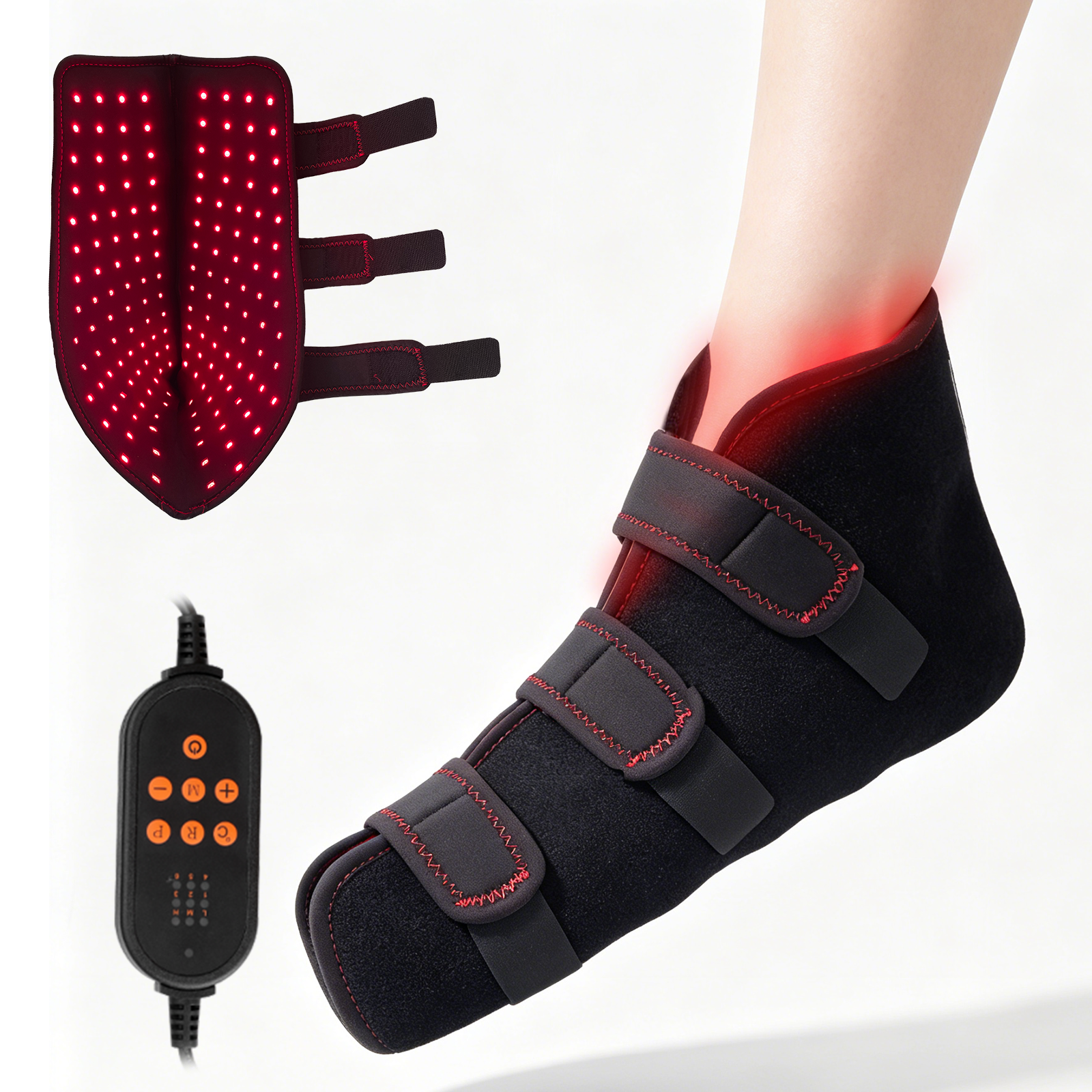 Red Light Therapy Shoe for Feet, 660nm & 850nm Infrared Red Light Pulse Full Wrapped Wearable Infrared Light Therapy Shoe for Foot/Heel/Ankle, 660nm & 850nm Red Light with Pulse Mode(Single Pack)