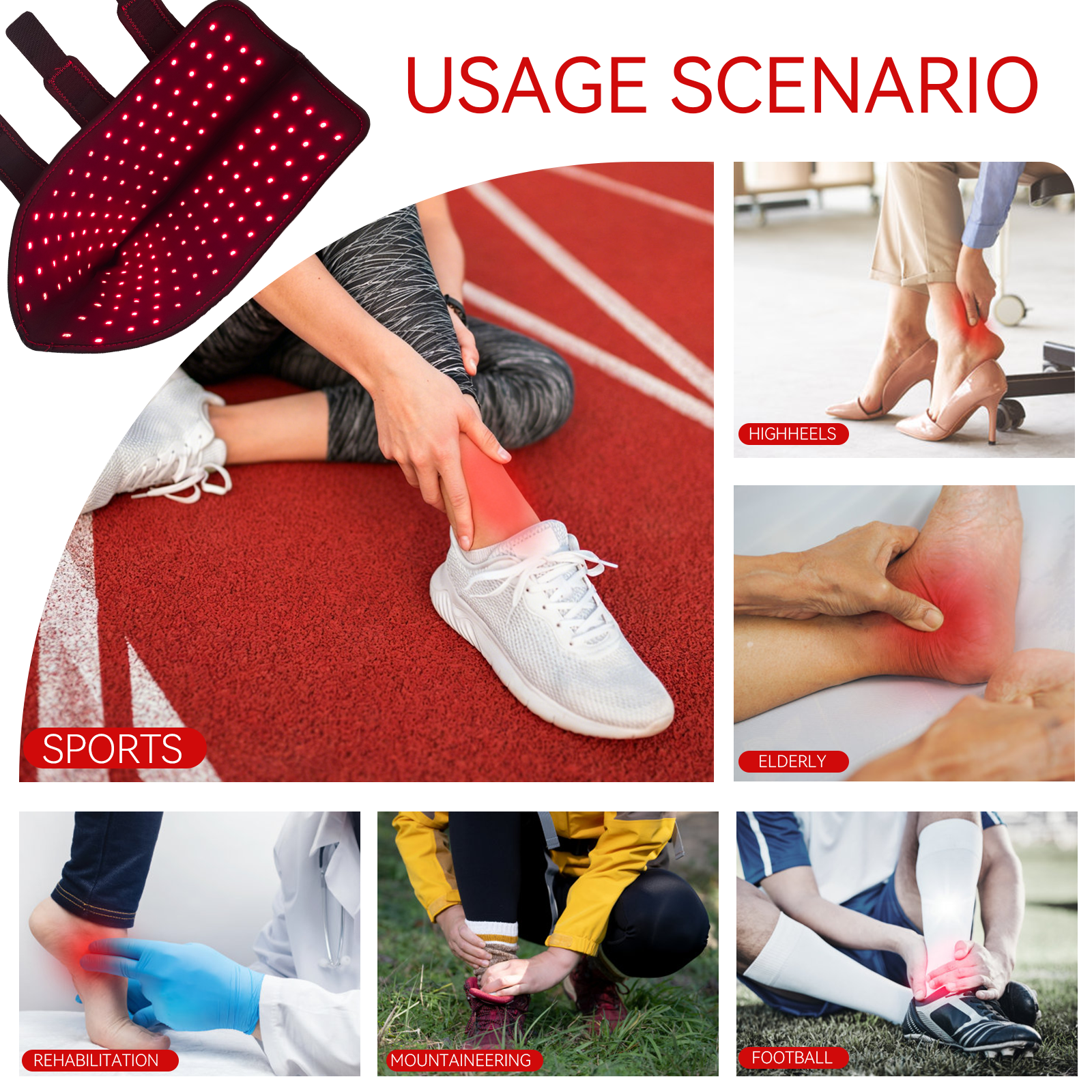Red Light Therapy Shoe for Feet, 660nm & 850nm Infrared Red Light Pulse Full Wrapped Wearable Infrared Light Therapy Shoe for Foot/Heel/Ankle, 660nm & 850nm Red Light with Pulse Mode(Single Pack)