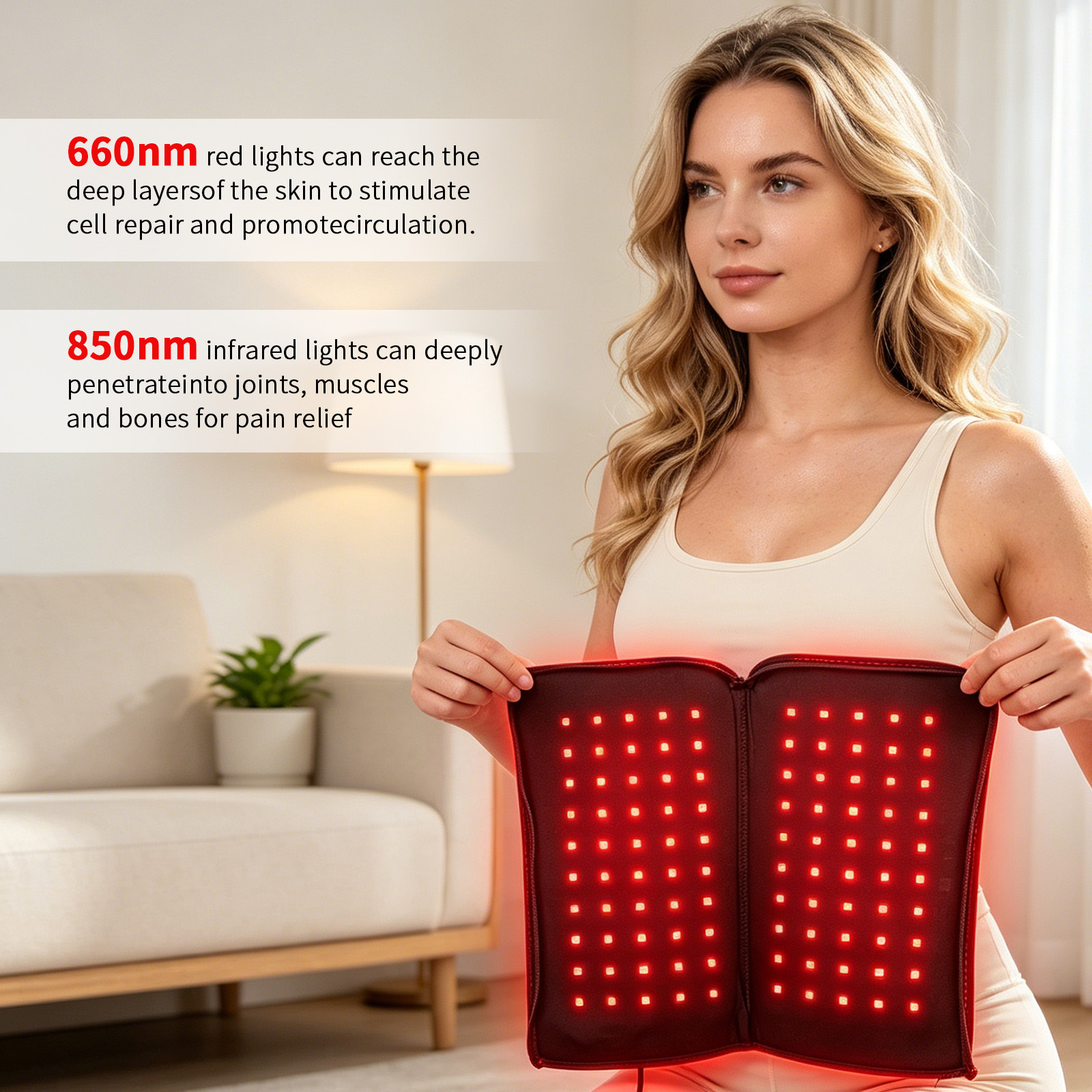 Red Light Therapy Glove, Cordless Infrared Light Therapy for Hands, Wrists & Forearms, 660nm & 850nm Red Light Therapy Wrap
