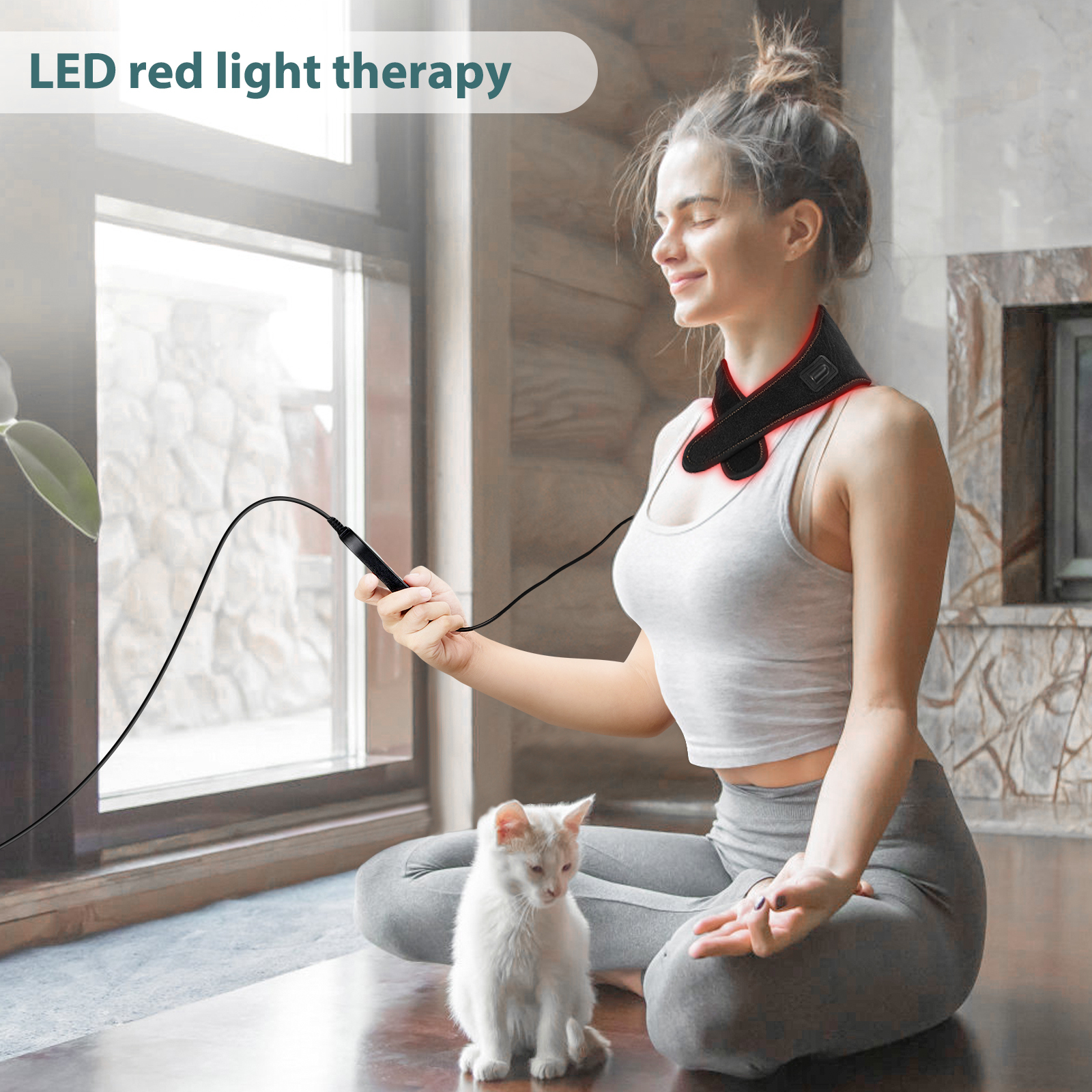 Cordless Red Light Therapy for Neck, Gifts for Women Men Mom Dad Wearable Near Infrared Light Therapy Neck Wrap, Portable Wireless Light Wrap for Travel Home Office Use