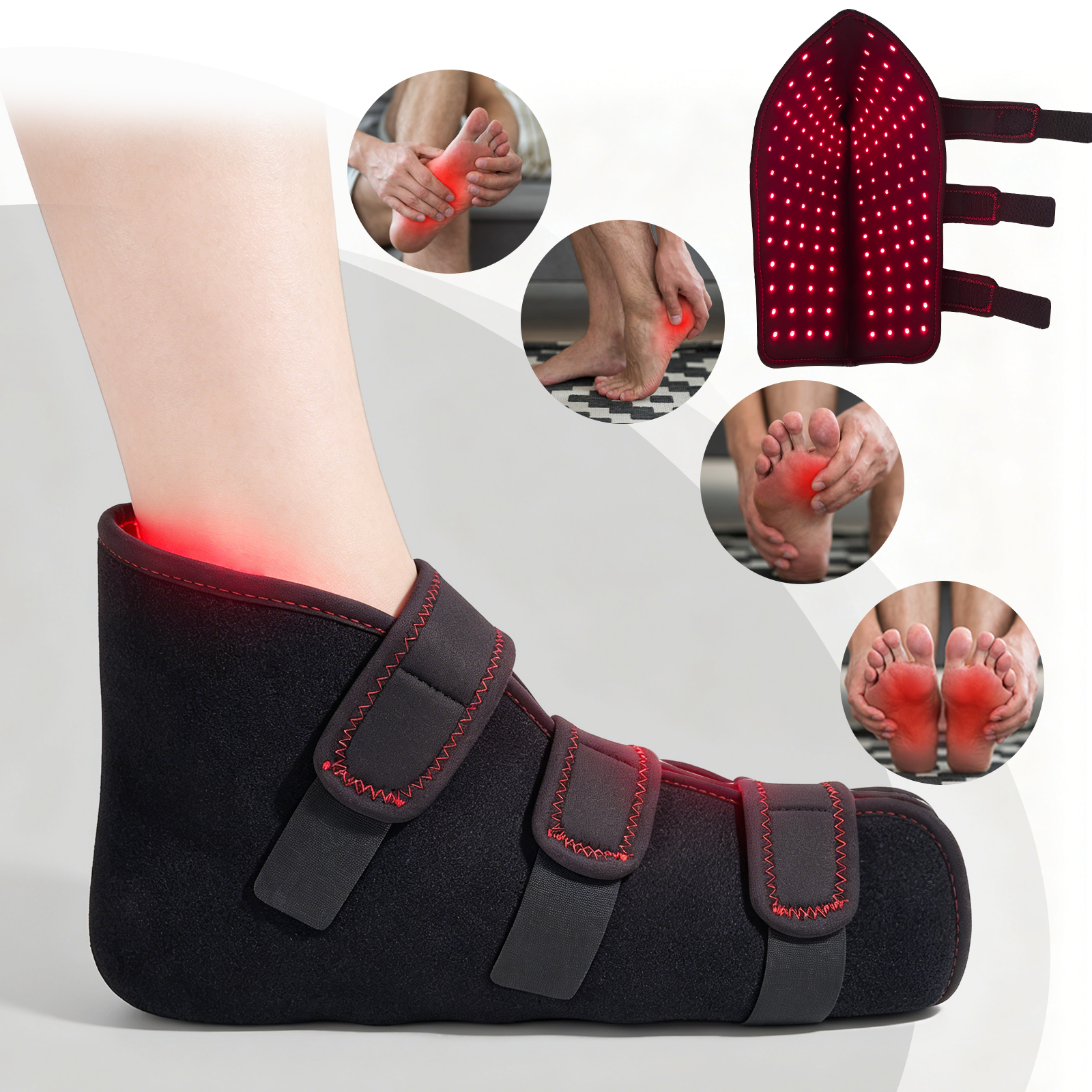 Red Light Therapy Shoe for Feet, 660nm & 850nm Infrared Red Light Pulse Full Wrapped Wearable Infrared Light Therapy Shoe for Foot/Heel/Ankle, 660nm & 850nm Red Light with Pulse Mode(Single Pack)