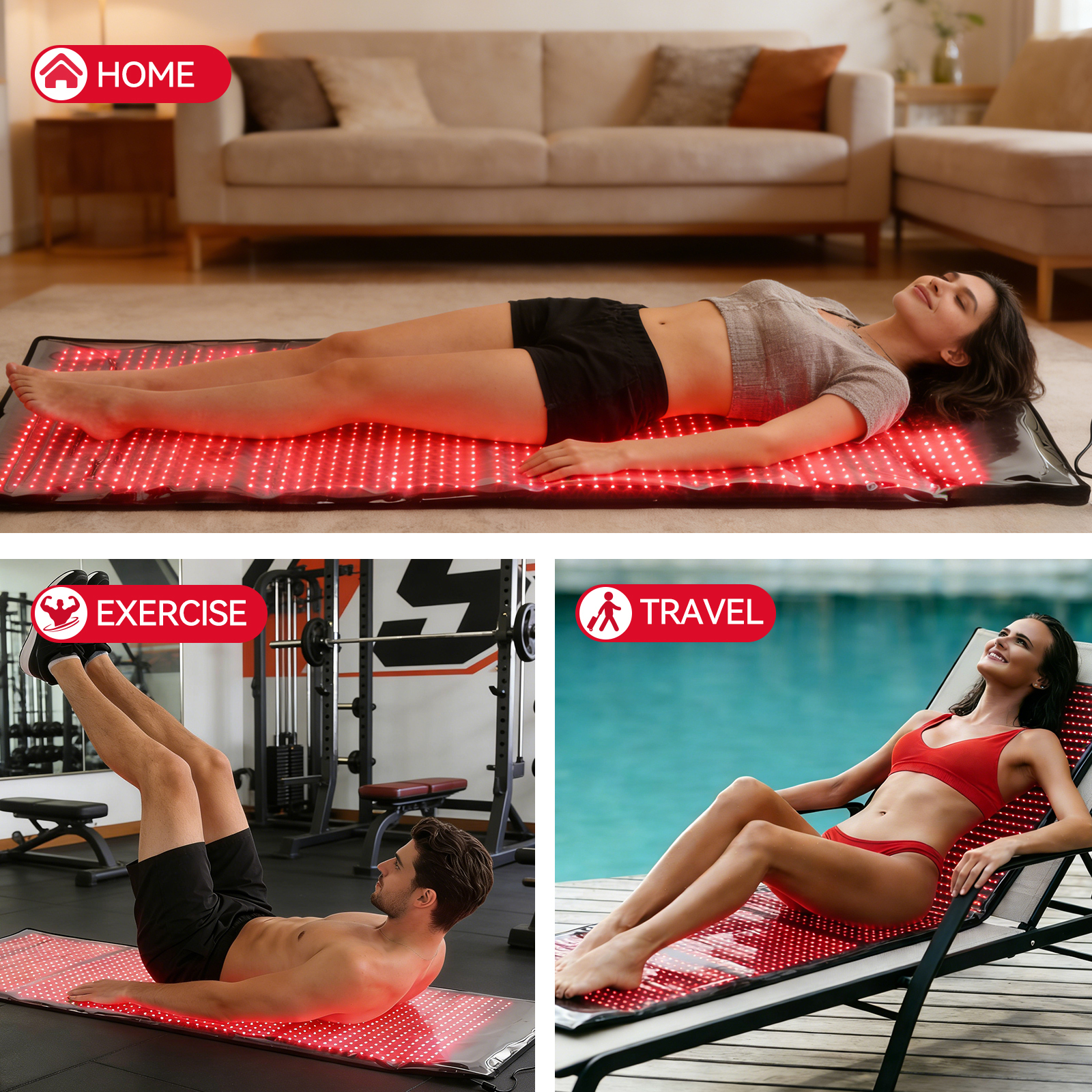Red Light Therapy Mat Full Body 67" x 24", 1440LEDs, 660/850nm FSA&HSA Eligible, skin-friendly TPU surface, 1440 pcs 3-in-1 LED chips for back, legs, joints and daily wellness routines