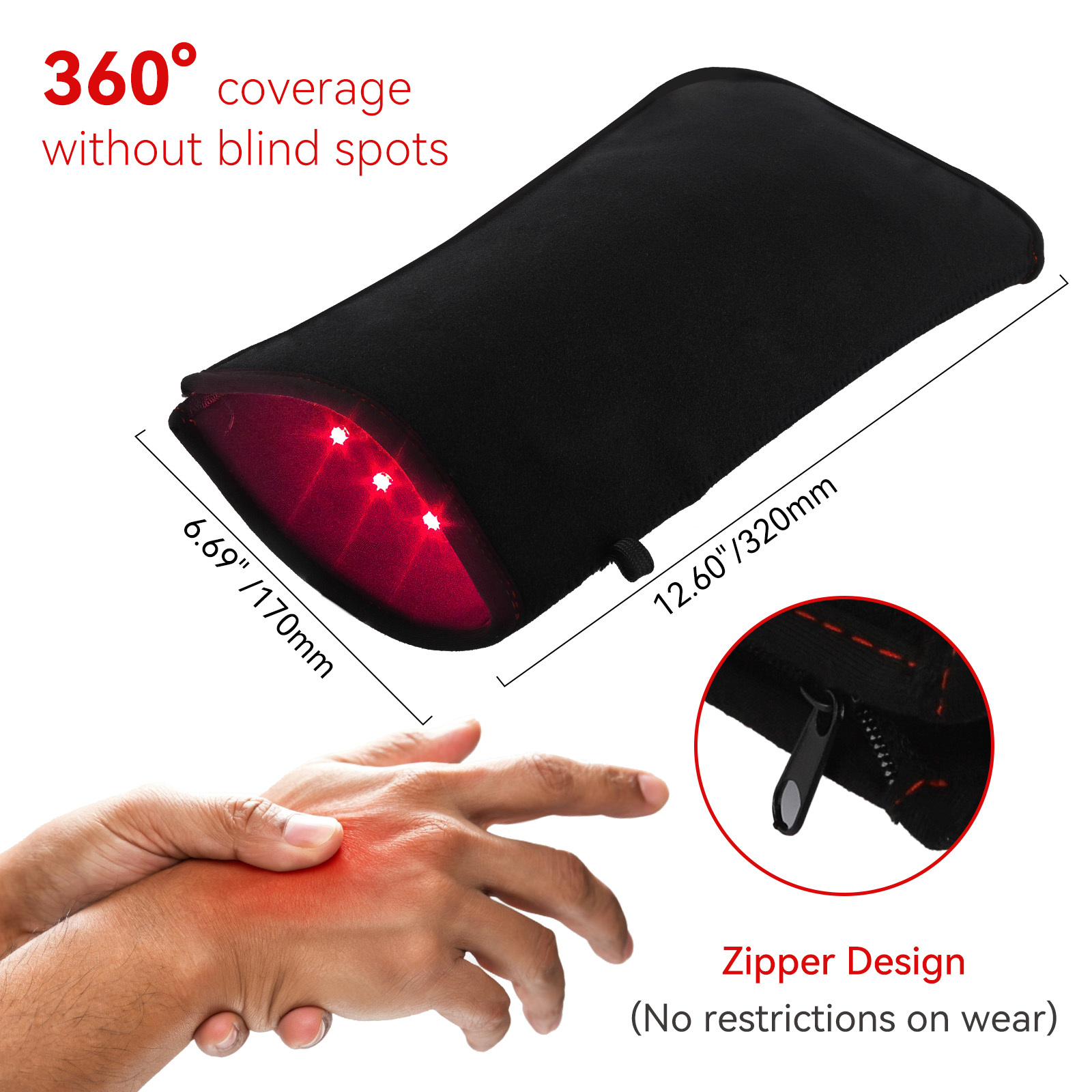 Red Light Therapy Glove, Cordless Infrared Light Therapy for Hands, Wrists & Forearms, 660nm & 850nm Red Light Therapy Wrap