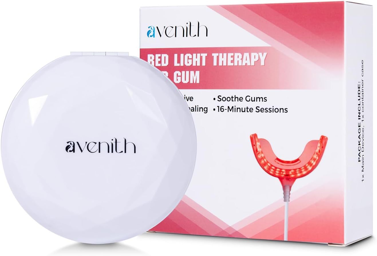 Red Light for Gums – Gum Health & Gum Care – 32 Red LEDs for Gums and Teeth – USB-C, USB & Lightning-Compatible Adapters Included Packed by high Quality Storage case