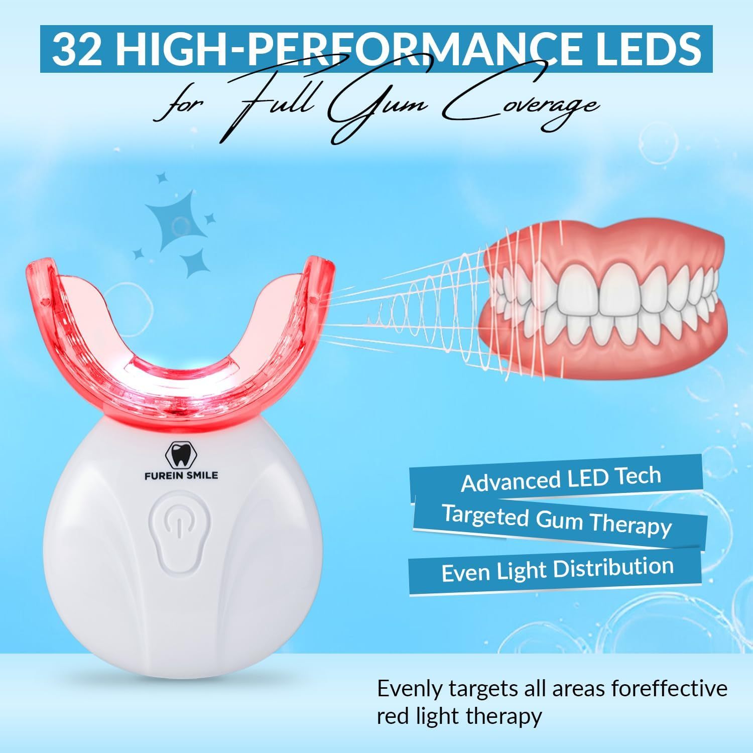 Red Light Therapy for Gums, Toothache Relief, 32 LED Periodontal Light, Bleeding Gums, Gum Health