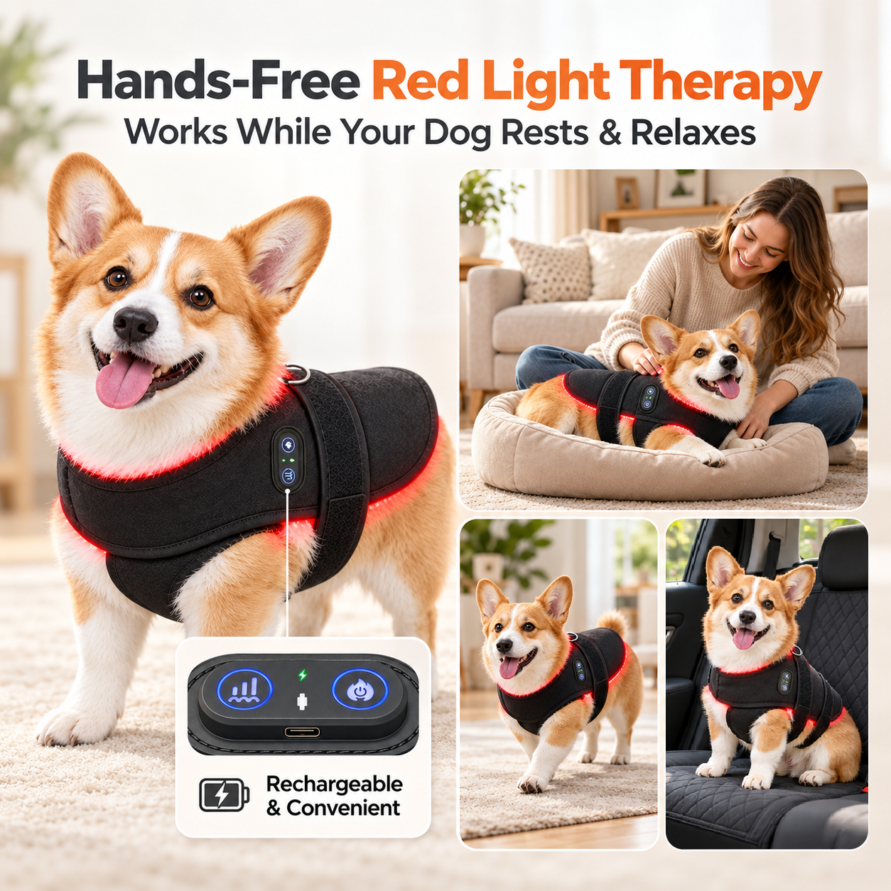 Red Light Therapy for Dogs, Cordless Red Light Wrap for Small Pets