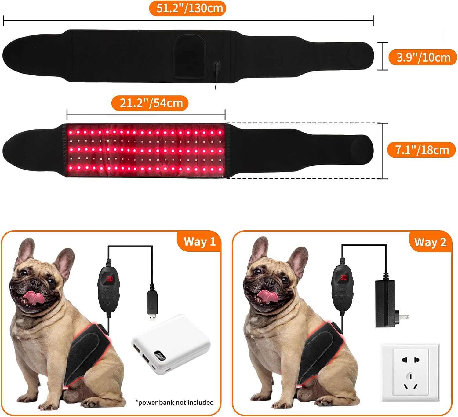 Professional Red Light Therapy Belt for Dogs - Infrared Light Therapy Device for Hip, Back, Elbow Pain Relief & Joint Care, Portable Red Light Therapy Wrap for Pets & Horses at Home