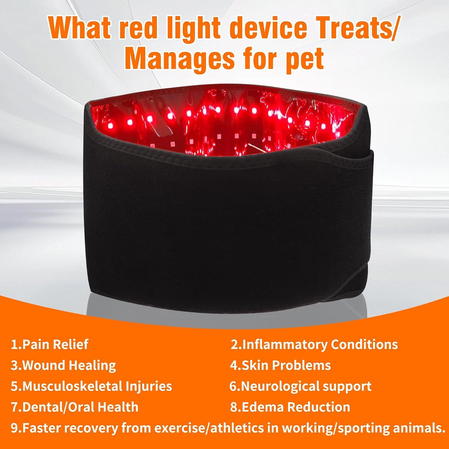 Professional Red Light Therapy Belt for Dogs - Infrared Light Therapy Device for Hip, Back, Elbow Pain Relief & Joint Care, Portable Red Light Therapy Wrap for Pets & Horses at Home