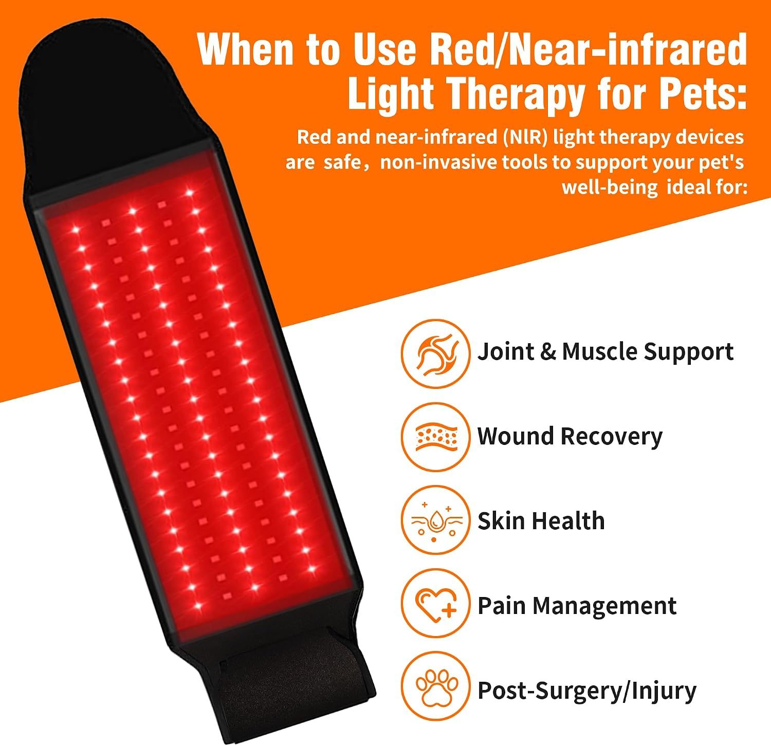 Professional Red Light Therapy Belt for Dogs - Infrared Light Therapy Device for Hip, Back, Elbow Pain Relief & Joint Care, Portable Red Light Therapy Wrap for Pets & Horses at Home