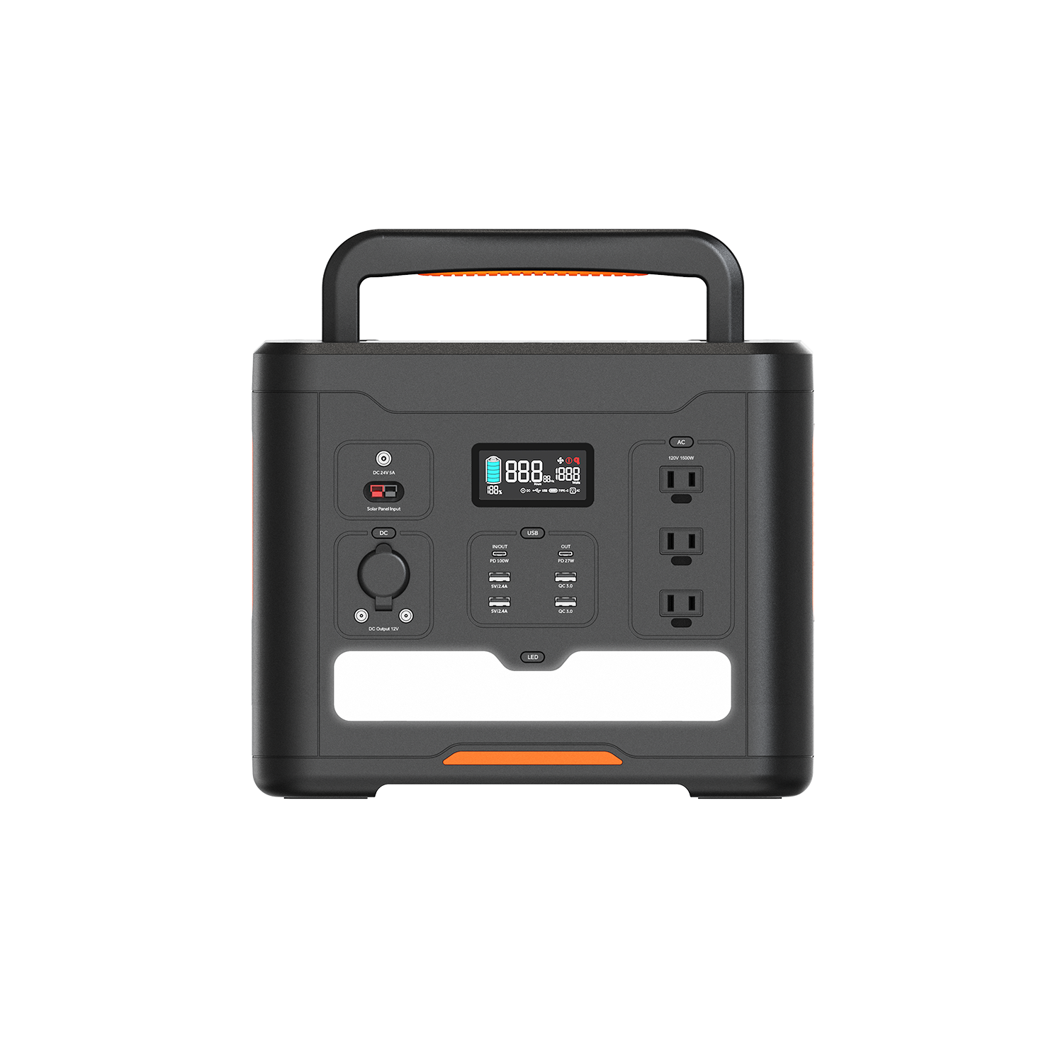 RisunPower S1500 25.6V 58Ah 1484Wh 1500-3000W LiFePO4 Lithium Battery smart light Portable PowerStation Emergency Outdoor Power
