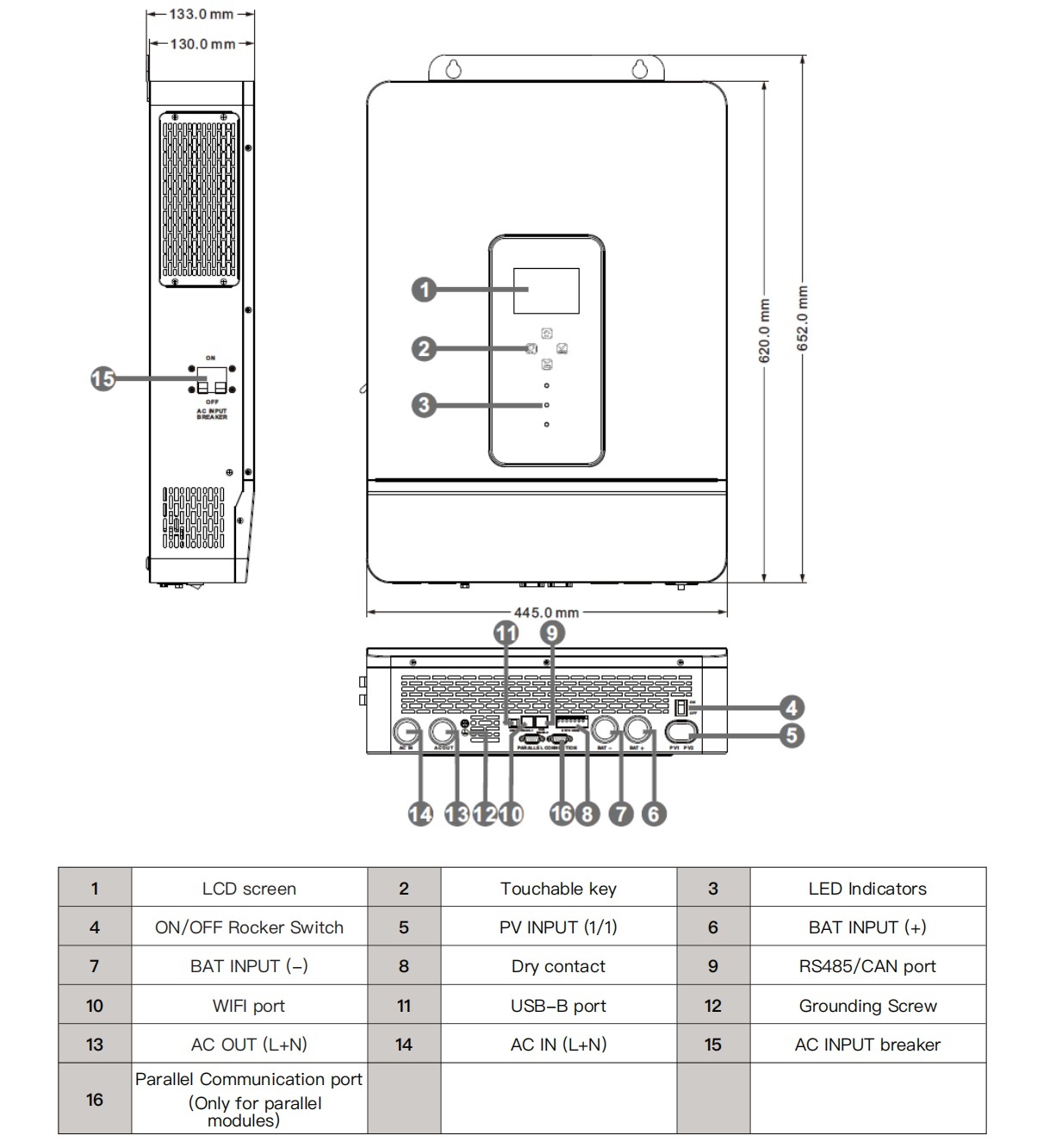 8KW 8000W Off Grid Single Phase Sine Wave MPPT Inverter Solar Inverter 48-60V Battery 8kW LCD Display
