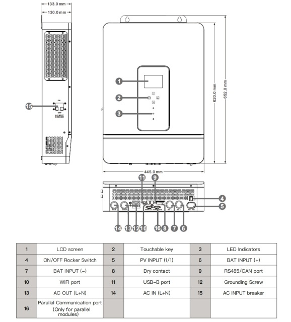 10KW 10000W Off Grid Single Phase Sine Wave MPPT Inverter Solar Inverter 48-60V Battery 10kW LCD Display