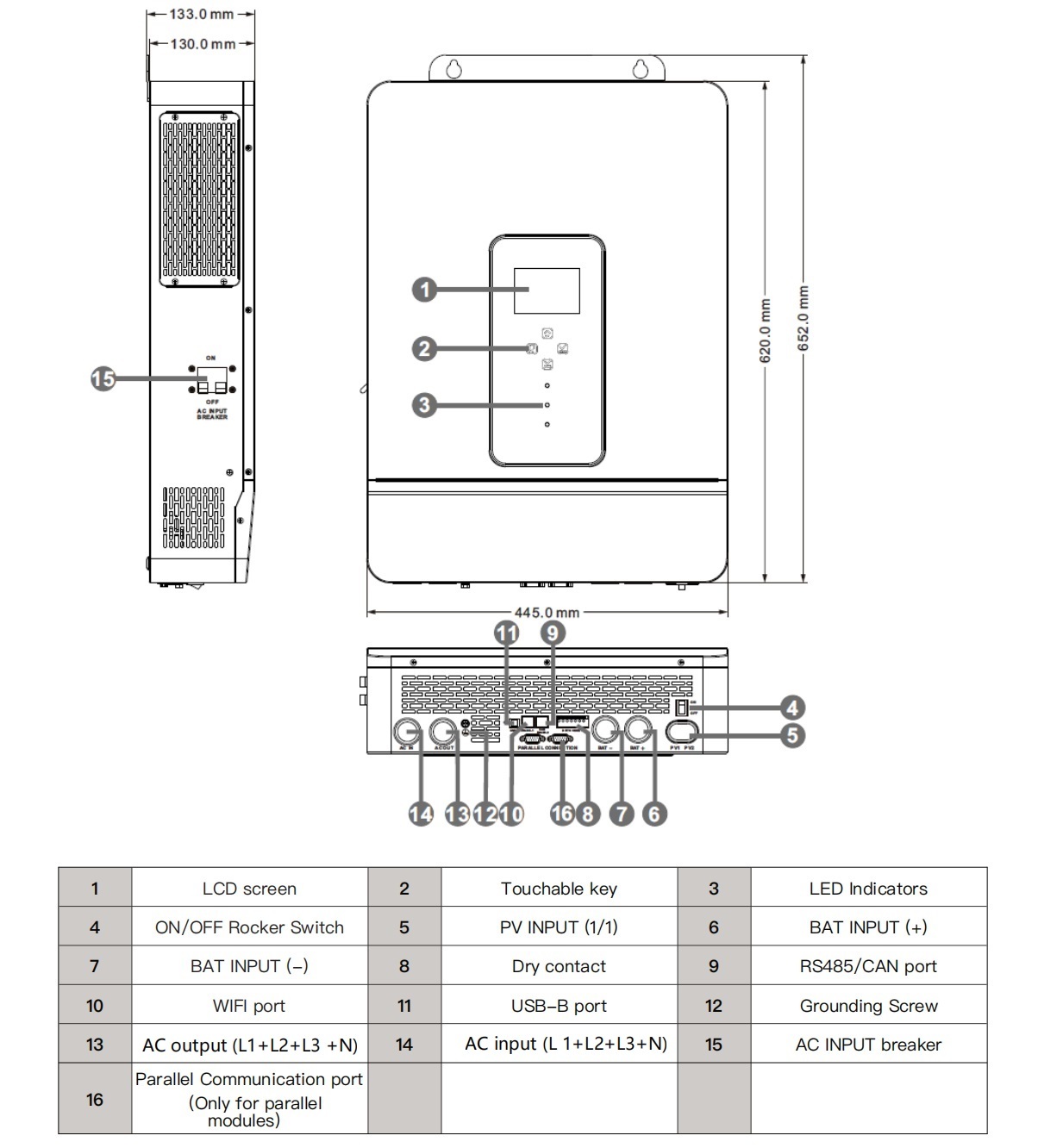 10KW 10000W Off Grid Three Phase Sine Wave MPPT Inverter Solar Inverter 48-60V Battery 10kW LCD Display