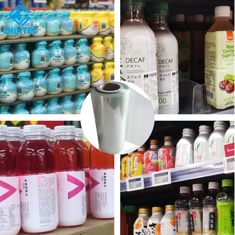 Higher Shrinkage Bottle Label and Sleeve Film Roll PETG Shrink Film, Thickness 35, 40, 45, 50micron