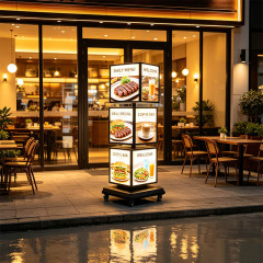 3‑Tier Rotating Cube Light Box | Multi‑Sided Revolving Advertising Display,MY SHOP,3‑Tier Rotating Cube Light Box | Multi‑Sided Revolving Advertising Display