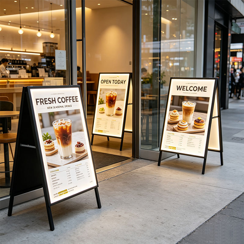Double‑Sided Illuminated Folding A‑Frame Light Box | Tempered Glass Portable LED Sidewalk Sign,MY SHOP,Double‑Sided Illuminated Folding A‑Frame Light Box | Tempered Glass Portable LED Sidewalk Sign