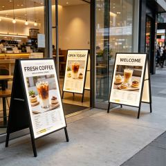 Double‑Sided Illuminated Folding A‑Frame Light Box | Tempered Glass Portable LED Sidewalk Sign,MY SHOP,Double‑Sided Illuminated Folding A‑Frame Light Box | Tempered Glass Portable LED Sidewalk Sign
