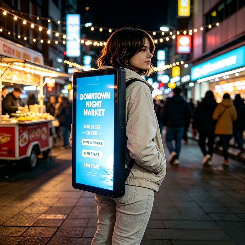 Backpack‑Mounted Digital Advertising Kiosk | Portable Battery‑Powered Remote‑Controlled Street Display,MY SHOP,Backpack‑Mounted Digital Advertising Kiosk | Portable Battery‑Powered Remote‑Controlled Street Display