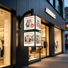 Wall‑Mount Double‑Tier Rotating Cube Light Box | ADE Lightbox 8‑Sided Revolving Hanging Sign,MY SHOP,Wall‑Mount Double‑Tier Rotating Cube Light Box | ADE Lightbox 8‑Sided Revolving Hanging Sign