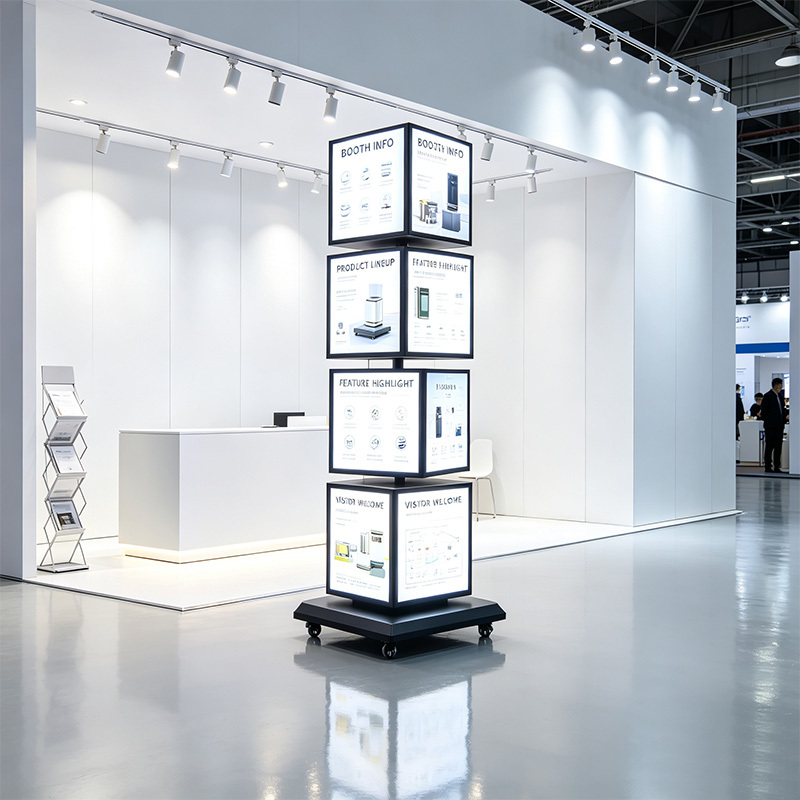 Large 4‑Layer Rotating Light Box | 40cm Cube Vertical LED Rotating Advertising Display,MY SHOP,Large 4‑Layer Rotating Light Box | 40cm Cube Vertical LED Rotating Advertising Display