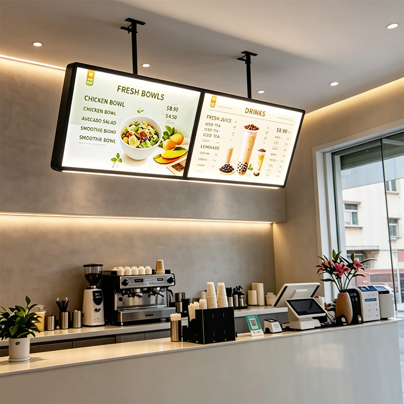 Hanging LED Menu Light Box | Adjustable Ceiling‑Suspended Restaurant Menu Sign,MY SHOP,Hanging LED Menu Light Box | Adjustable Ceiling‑Suspended Restaurant Menu Sign