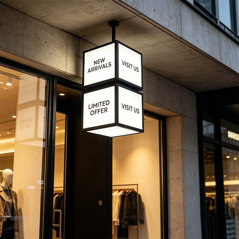 Double‑Tier Hanging Rotating Light Box | 4‑Sided Ceiling Suspended Commercial Sign,MY SHOP,Double‑Tier Hanging Rotating Light Box | 4‑Sided Ceiling Suspended Commercial Sign