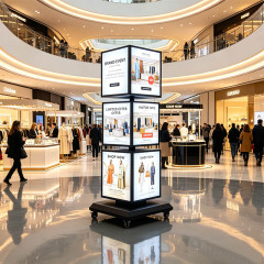 3‑Tier Rotating Cube Light Box | Multi‑Sided Revolving Advertising Display,MY SHOP,3‑Tier Rotating Cube Light Box | Multi‑Sided Revolving Advertising Display