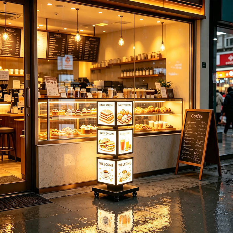 Small 3‑Layer Rotating Light Box | Compact Vertical LED Cube Advertising Display,MY SHOP,Small 3‑Layer Rotating Light Box | Compact Vertical LED Cube Advertising Display