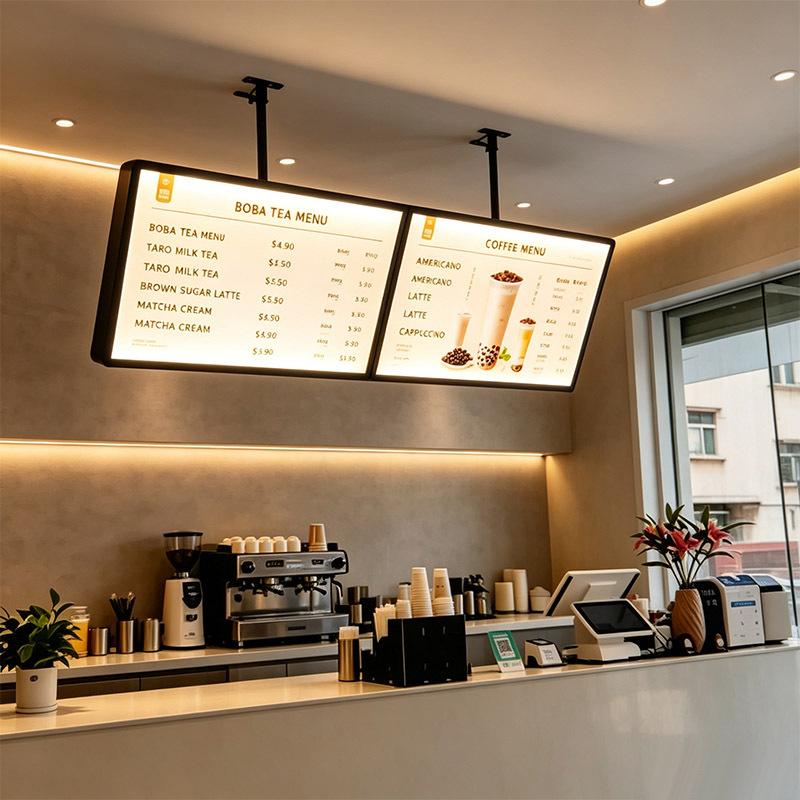 Hanging LED Menu Light Box | Adjustable Ceiling‑Suspended Restaurant Menu Sign,MY SHOP,Hanging LED Menu Light Box | Adjustable Ceiling‑Suspended Restaurant Menu Sign