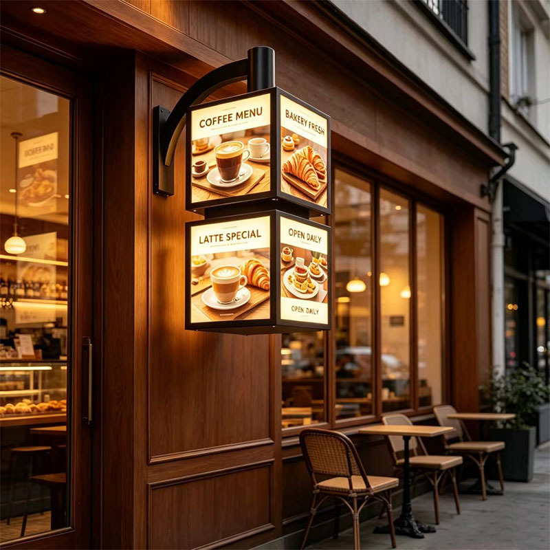 Wall‑Mount Double‑Tier Rotating Cube Light Box | ADE Lightbox 8‑Sided Revolving Hanging Sign,MY SHOP,Wall‑Mount Double‑Tier Rotating Cube Light Box | ADE Lightbox 8‑Sided Revolving Hanging Sign