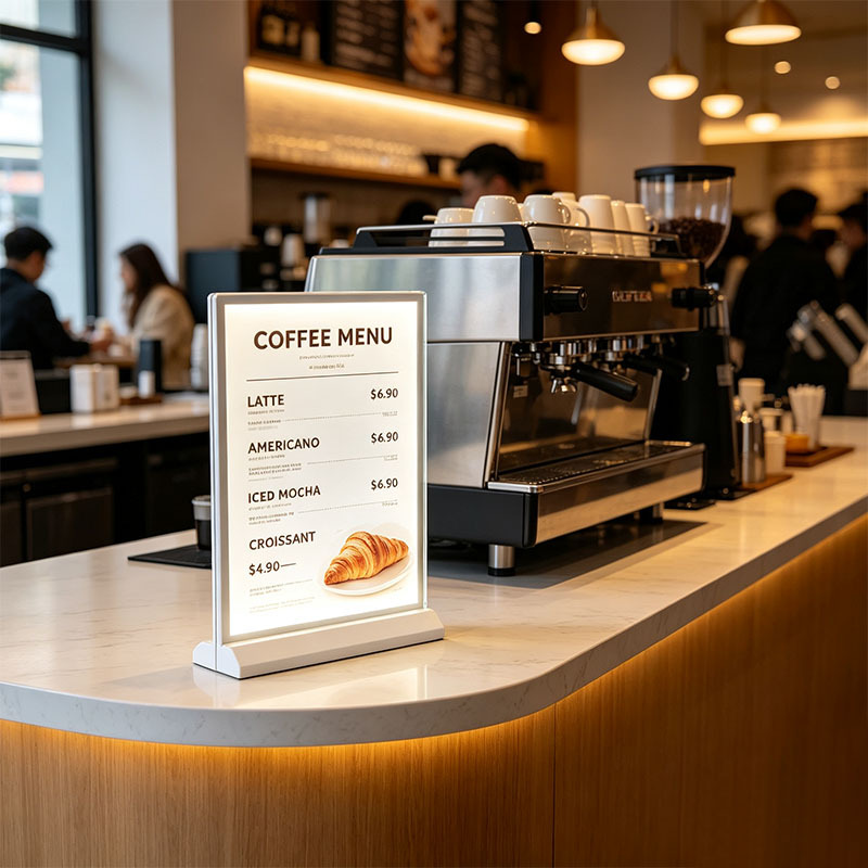 Mold‑Formed Double‑Sided Countertop LED Lightbox, Rechargeable Optional Battery‑Powered Table Menu Sign | ADE Lightbox,MY SHOP,Mold‑Formed Double‑Sided Countertop LED Lightbox, Rechargeable Optional Battery‑Powered Table Menu Sign | ADE Lightbox