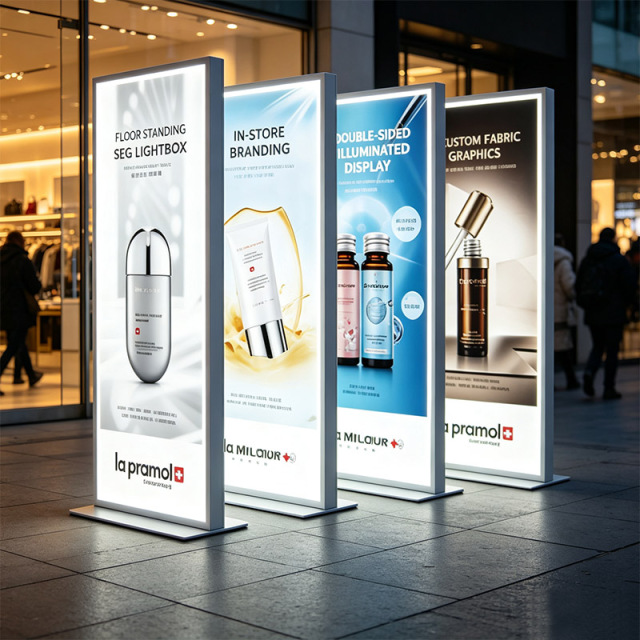 Floor‑Standing Double‑Sided SEG Fabric Lightbox, Freestanding Illuminated Backlit Sign for Trade Show & Retail Store,MY SHOP,Floor‑Standing Double‑Sided SEG Fabric Lightbox, Freestanding Illuminated Backlit Sign for Trade Show & Retail Store