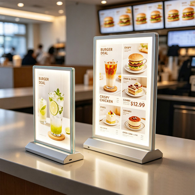 Mold‑Formed Double‑Sided Countertop LED Lightbox, Rechargeable Optional Battery‑Powered Table Menu Sign | ADE Lightbox,MY SHOP,Mold‑Formed Double‑Sided Countertop LED Lightbox, Rechargeable Optional Battery‑Powered Table Menu Sign | ADE Lightbox