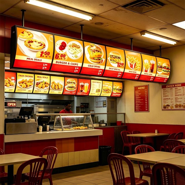 Vintage Hanging Fast‑Food Menu Light Box | PET Panel LED Illuminated Sign | ADE Lightbox,MY SHOP,Vintage Hanging Fast‑Food Menu Light Box | PET Panel LED Illuminated Sign | ADE Lightbox
