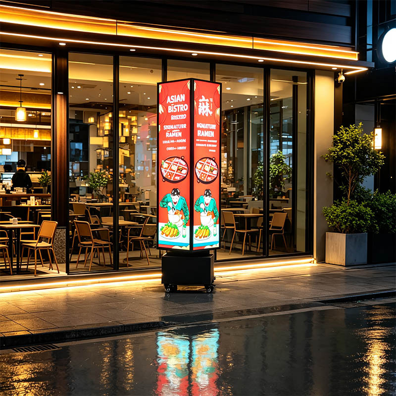 Integrated Four-Sided Rotating Light Box | Custom Full-Size Revolving LED Standing Signage,MY SHOP,Integrated Four-Sided Rotating Light Box | Custom Full-Size Revolving LED Standing Signage