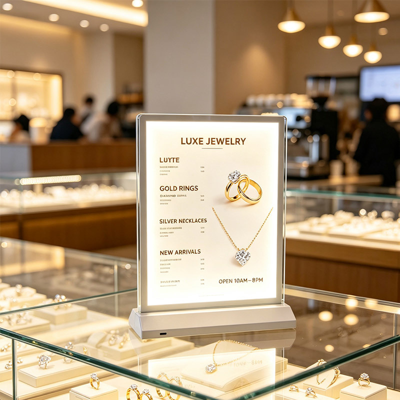 Mold‑Formed Double‑Sided Countertop LED Lightbox, Rechargeable Optional Battery‑Powered Table Menu Sign | ADE Lightbox,MY SHOP,Mold‑Formed Double‑Sided Countertop LED Lightbox, Rechargeable Optional Battery‑Powered Table Menu Sign | ADE Lightbox