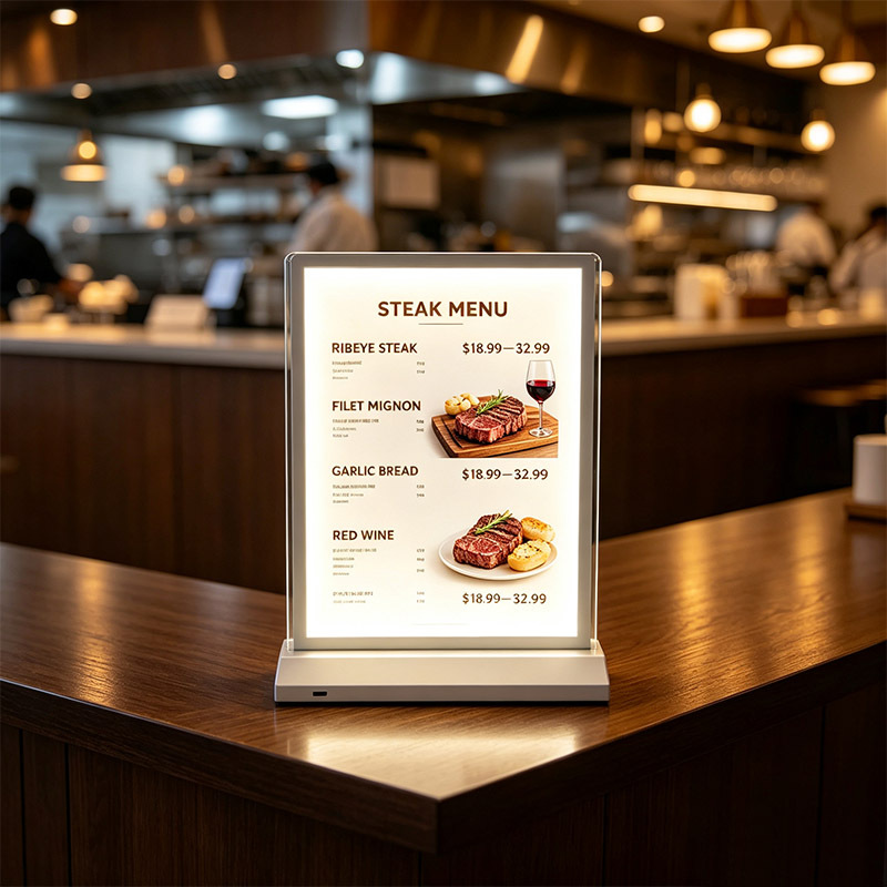 Mold‑Formed Double‑Sided Countertop LED Lightbox, Rechargeable Optional Battery‑Powered Table Menu Sign | ADE Lightbox,MY SHOP,Mold‑Formed Double‑Sided Countertop LED Lightbox, Rechargeable Optional Battery‑Powered Table Menu Sign | ADE Lightbox