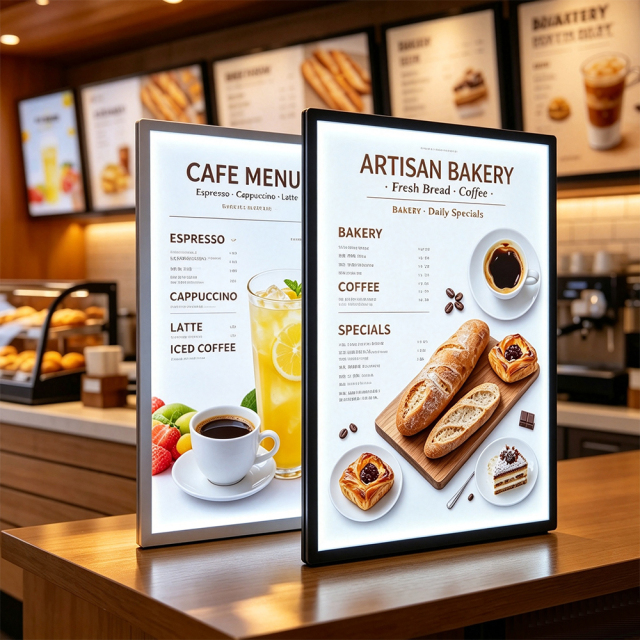 ultra thin led menu light box wall mounted cafe restaurant menu display 