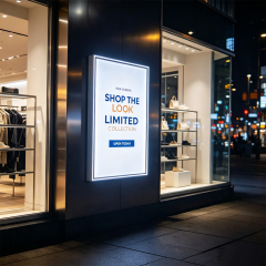 Slim aluminum SEG fabric LED light box for retail store wall signage