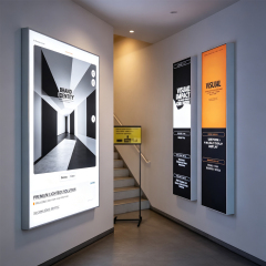 Commercial showroom SEG fabric LED light box, vertical display for brand space