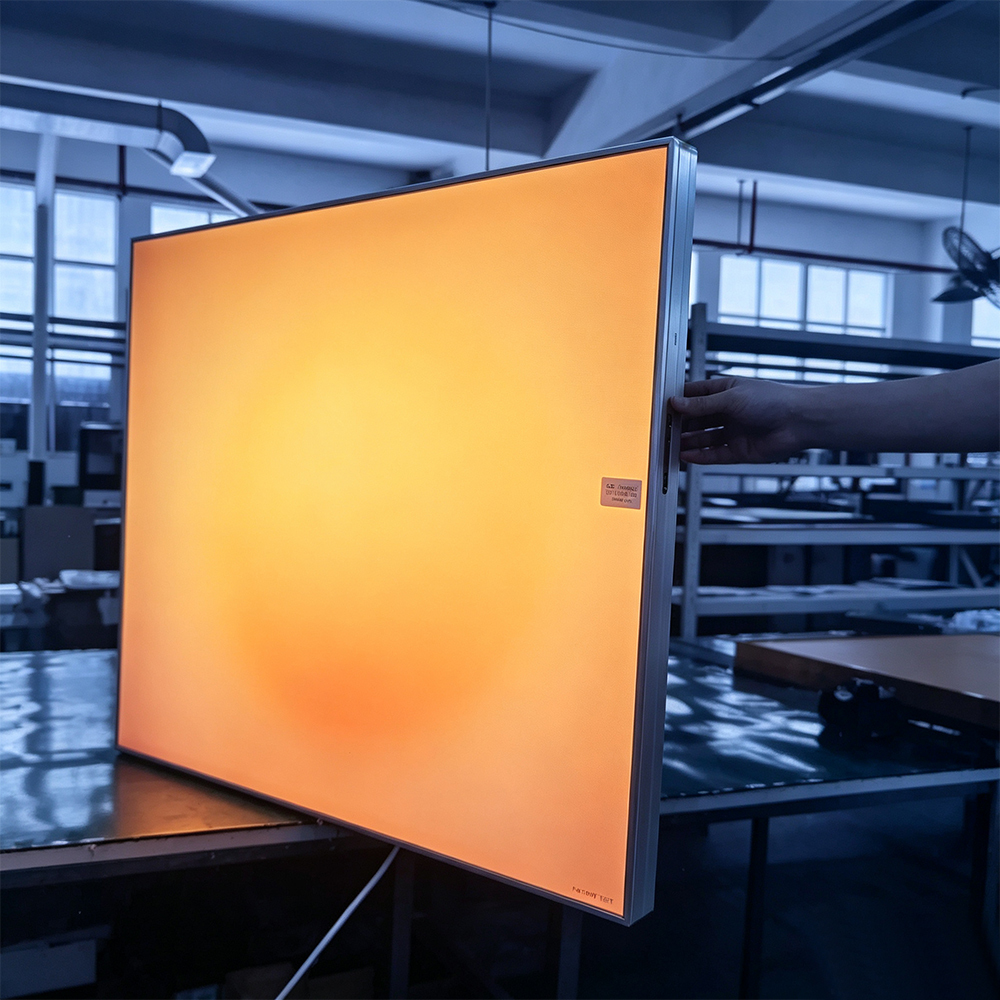 Factory real photo of SEG fabric LED light box, aluminum frame quality test