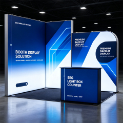 Floor-standing SEG fabric LED light box, exhibition booth display solution